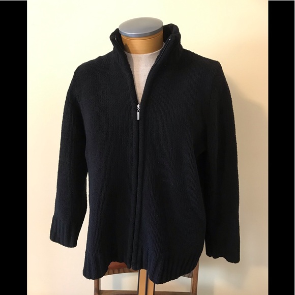 Plus Carolyn Taylor Soft Black Zippered Cardigan - Picture 1 of 4